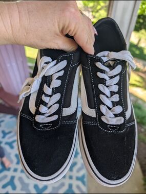 Vans Black and White Low-Top Skate Shoes